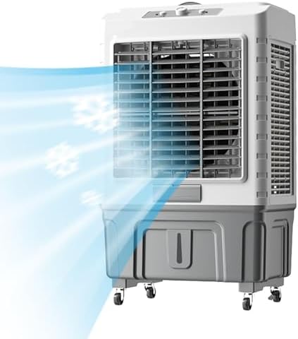 GENERIC Refroidisseur D'air évaporatif Portable 55L, Ventilateur De Désinocère à 3 Vitesses Avec 120 Packs D'oscillation Et De Glace Pour Les Grands Espaces Extérieurs Intérieurs, Conception De Mobilité Facil