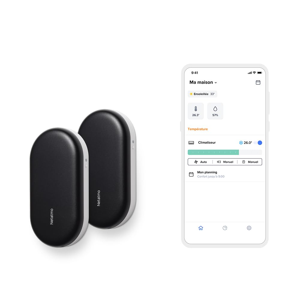 Netatmo Commande Intelligente De Climatiseur, Climatisation Connectée, Canicule, Compatible Tous Les Clims Et Pompe à Chaleur, WI-FI, Economie D'énergie, Alexa, Google Assistant, Siri, NAC-FR