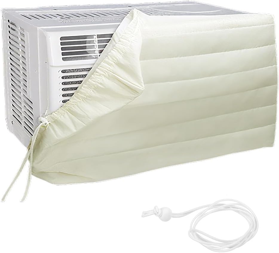Housse De Fenêtre Pour Climatiseur Intérieur, Housse De Climatiseur Pour Unités Murales, De Climatiseur Couverture Pour Fenêtre Couvercle Poussière Facile à Installer (53,5 X 38,5 X 8,5cm,Beige)
