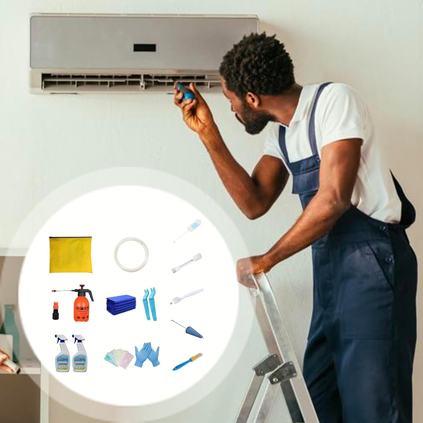 Kit De Nettoyant Climatisation Maison, 16 Nettoyeur Climatisation, Kit Nettoyage Climatisation Split, Kit Nettoyage Clim Pour Climatiseur Mural, Sac De Service De Nettoyage De Climatisation Étanche