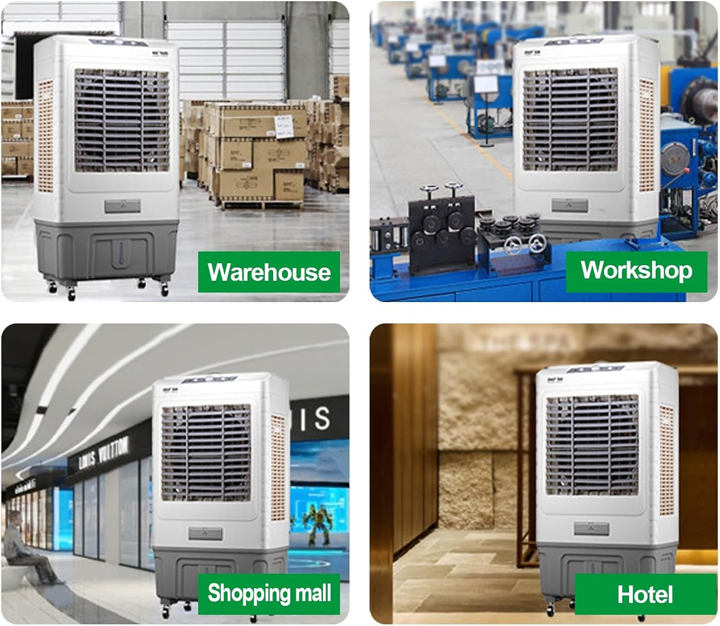 Refroidisseur D'air Par évaporation Avec Réservoir D'eau De 55 L, Air Conditioner Oscillation à 120°, 3 Vitesses, Pour Chambre, Terrasse, Garage