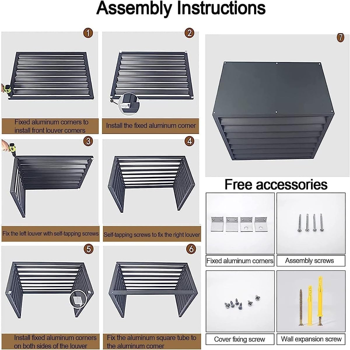 GENERIC Housse De Protection Pour Climatiseurs Et Pompes à Chaleur En Alliage D'aluminium - Solution De Rangement D'extérieur - Marron - 110 X 60 X 80 Cm