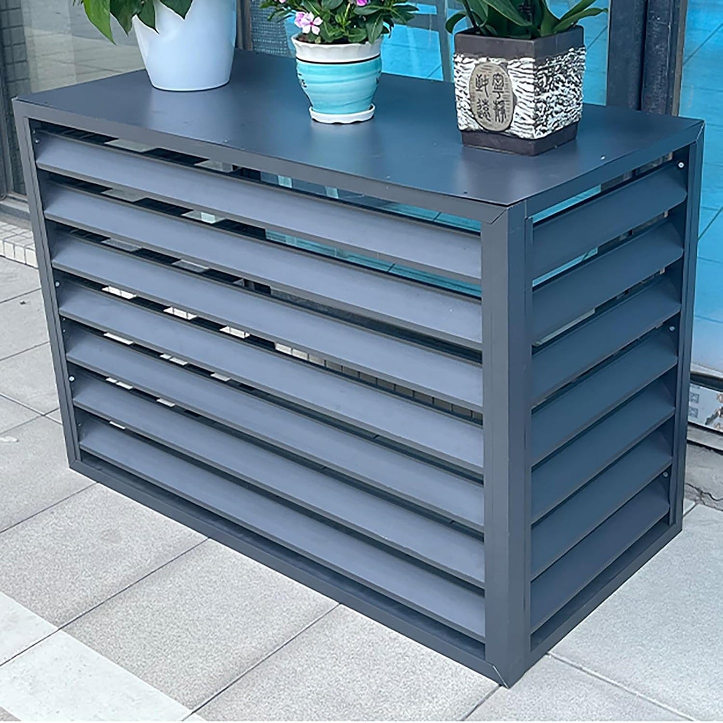 GENERIC Housse De Protection En Aluminium Pour Climatiseur Extérieur Toutes Saisons, Parfaite Pour Les Panneaux De Clôture Autoportants Et Les Poubelles