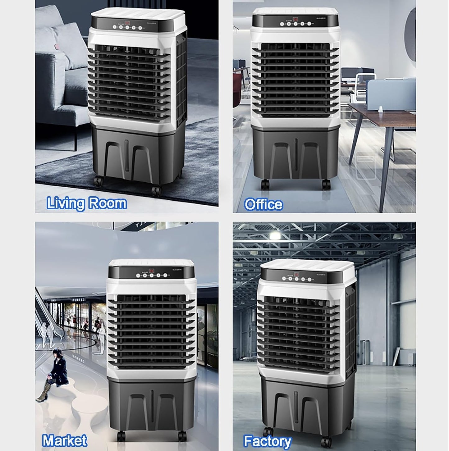 Refroidisseur D'air évaporatif Portable, Refroidisseur Oscillant à 120° Avec 4 Roues Universelles, 3 Vitesses Pour Une Utilisation Extérieure Et Intérieure