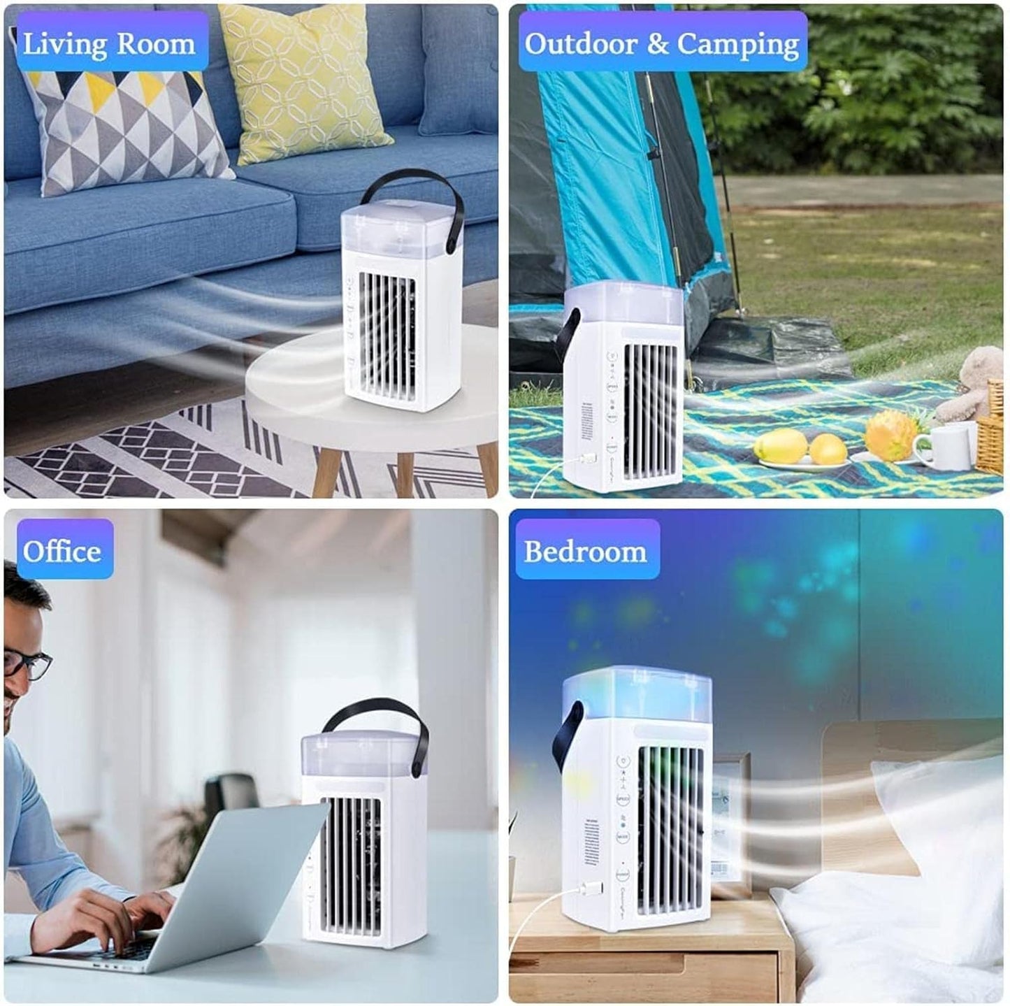 Mini Climatiseur Silencieux, Ventilateur De Bureau Pour La Maison, Refroidisseur D'air Portable, Refroidisseur D'air Pour Chambre à Coucher Silencieuse, Ventilateurs Silencieux COM