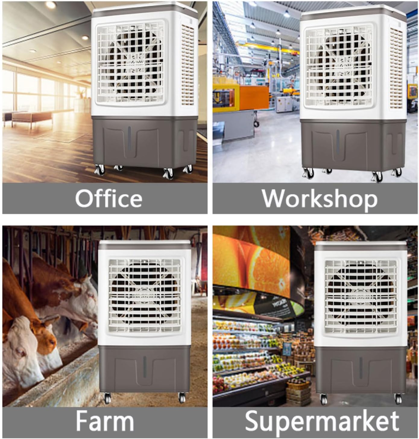 Refroidisseur D'air évaporatif Portable Avec Réservoir De 40 L, 3 Vitesses Et Oscillation à 120°, Refroidisseur Industriel Pour Usage Commercial Extérieur
