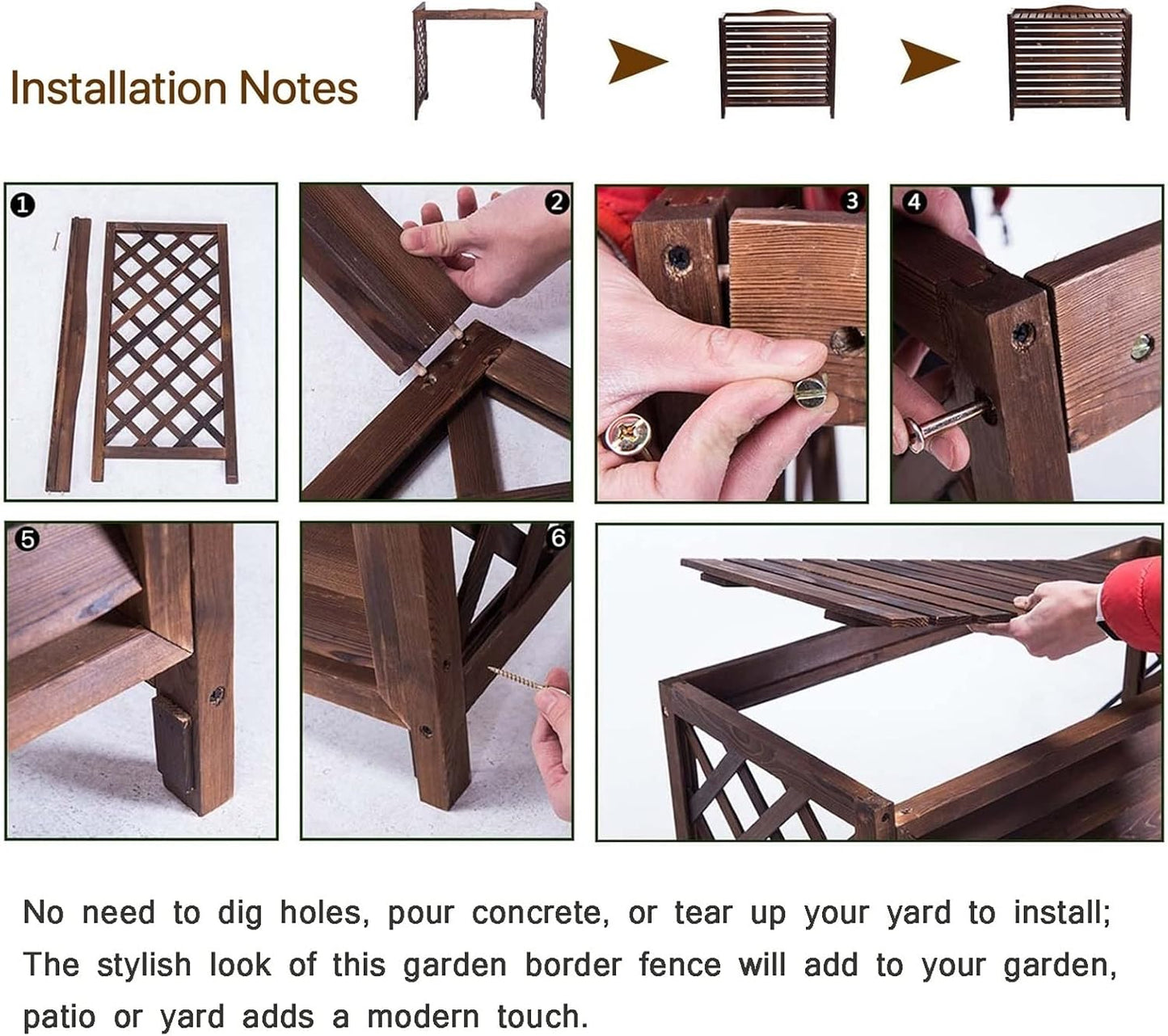 GENERIC Housse De Protection Pour Climatiseur Extérieur Et Boîtier De Pompe à Chaleur – Clôture De Confidentialité En Bois Massif Avec Support De Fleur, Bouclier De Poubelle De 2,4 M, Grilles Résistantes Aux