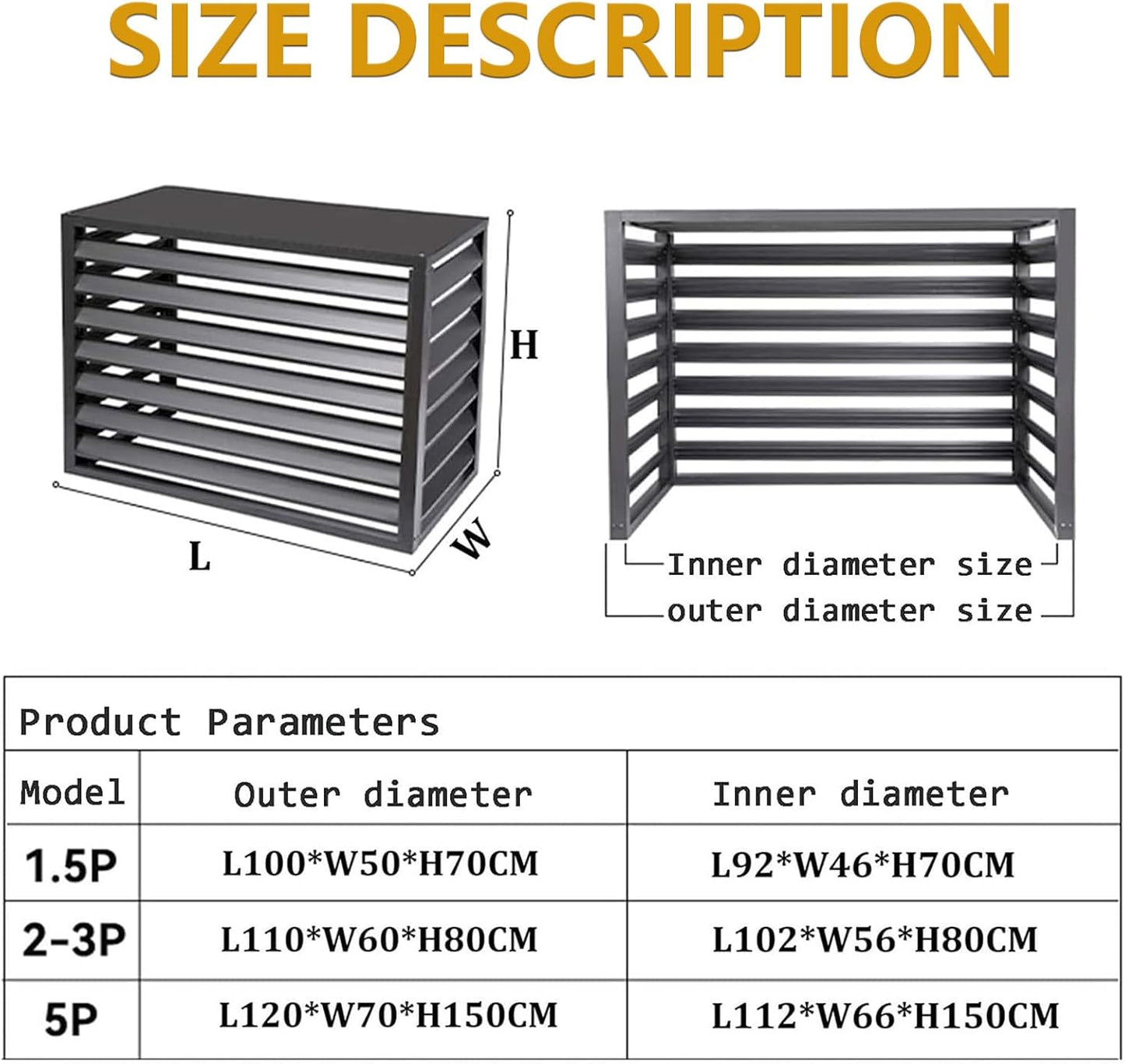 GENERIC Clôture En Aluminium Pour Climatiseur - Amande - 100 X 50 X 70 Cm - Écran AC Extérieur Et Couvercle De Pompe à Chaleur - Bouclier De Protection Pour Condensateur Et Unité