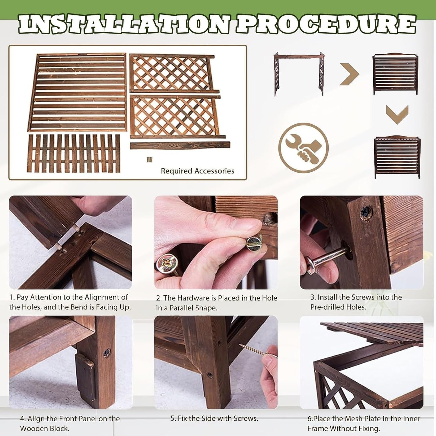 GENERIC Support De Séparation En Bois Pour Climatiseur Extérieur (96 X 40 X 89 Cm) – Housse élégante Résistante Aux Intempéries Pour Améliorer L'esthétique Et La Protection De La Maison.