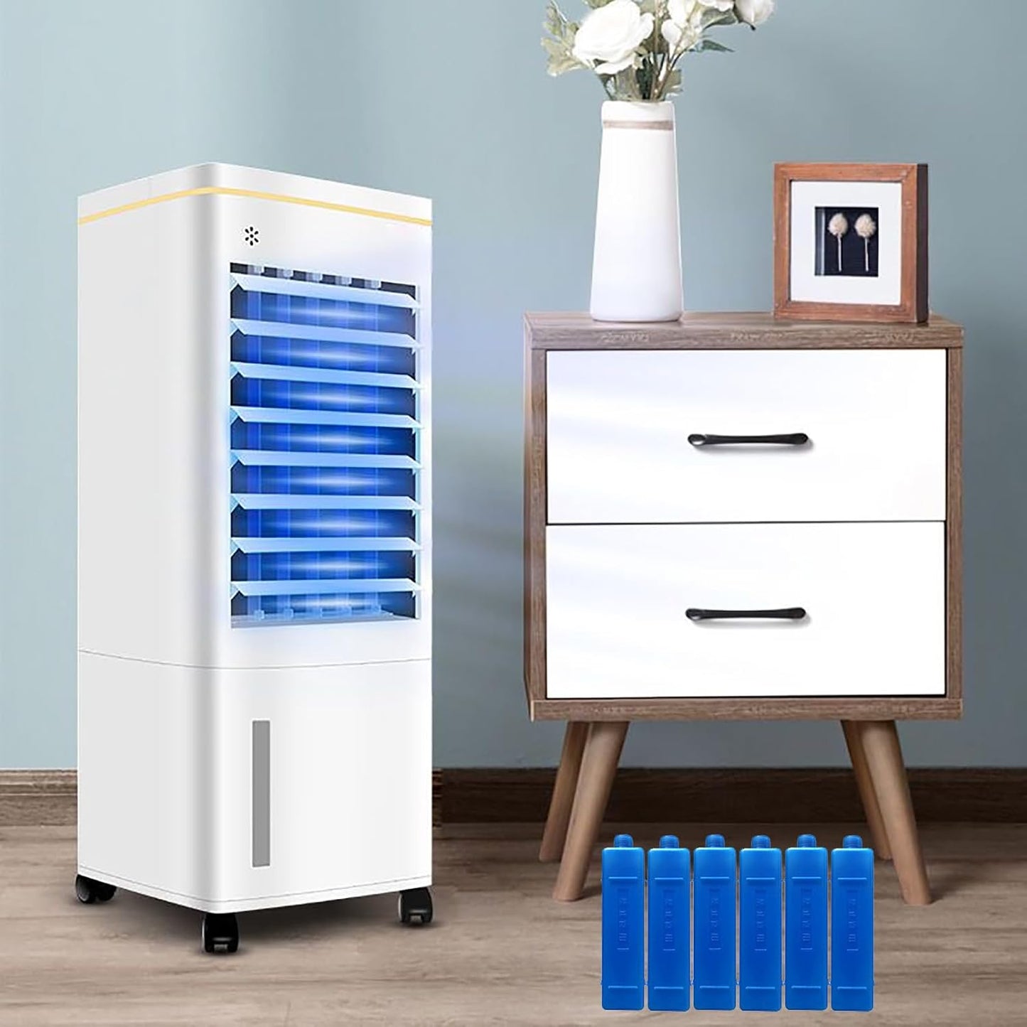 GENERIC Refroidisseur D'évaporation Portable Avec Télécommande, Ventilateur De Merle économe En énergie De 60W Pour Le Bureau De Chambre.Le Grand Réservoir De 1,55 Gal Dure 16 Heures.Sortie Ultra-Large 18x26.
