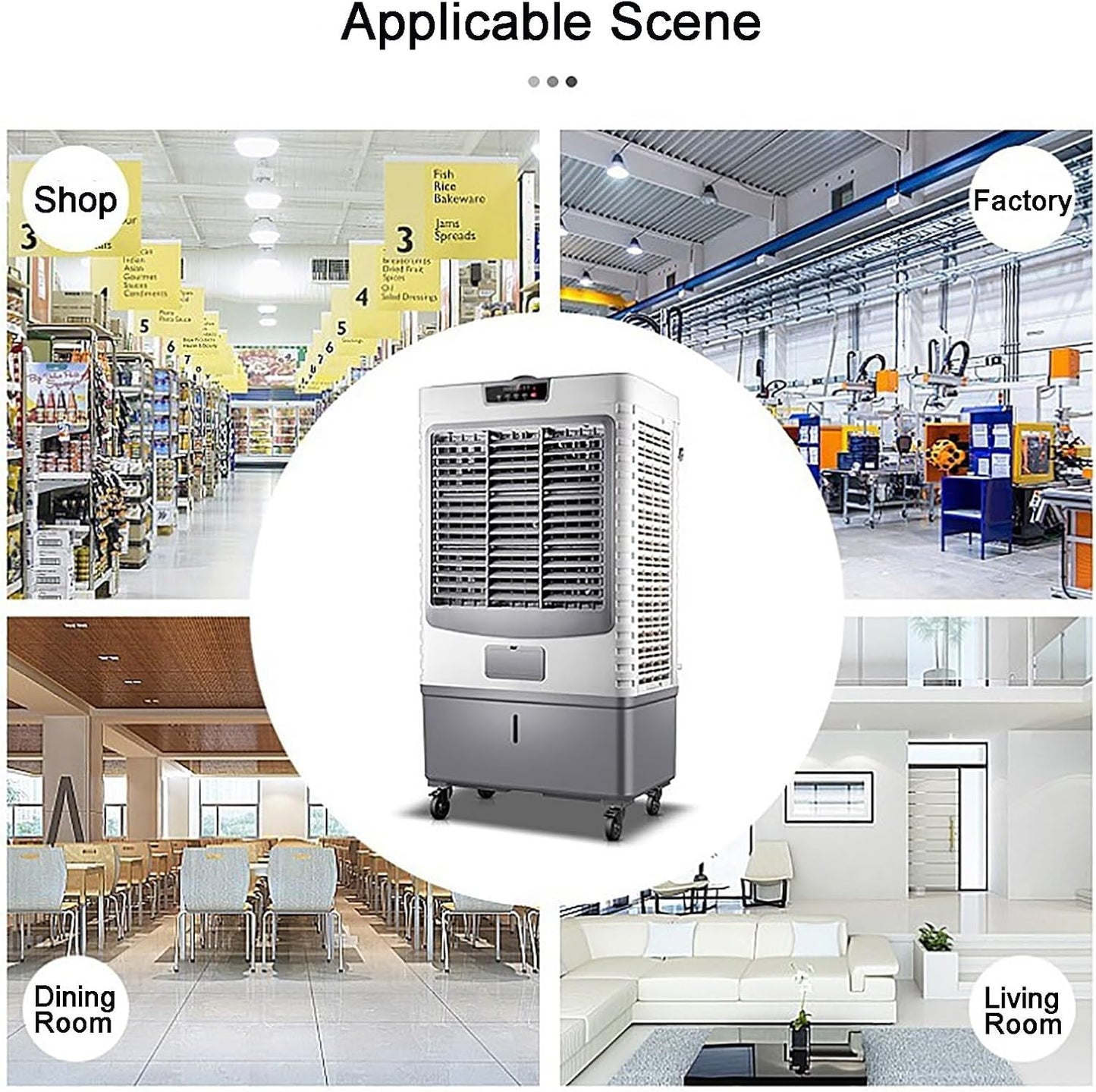 GENERIC Ventilateur De Refroidissement à évaporation, Grand Réservoir De 55 L, Humidificateur Et Refroidisseur 3 En 1, Moteur Puissant Pour Un Refroidissement Efficace, Contrôle Mécanique Pour Une Utilisation