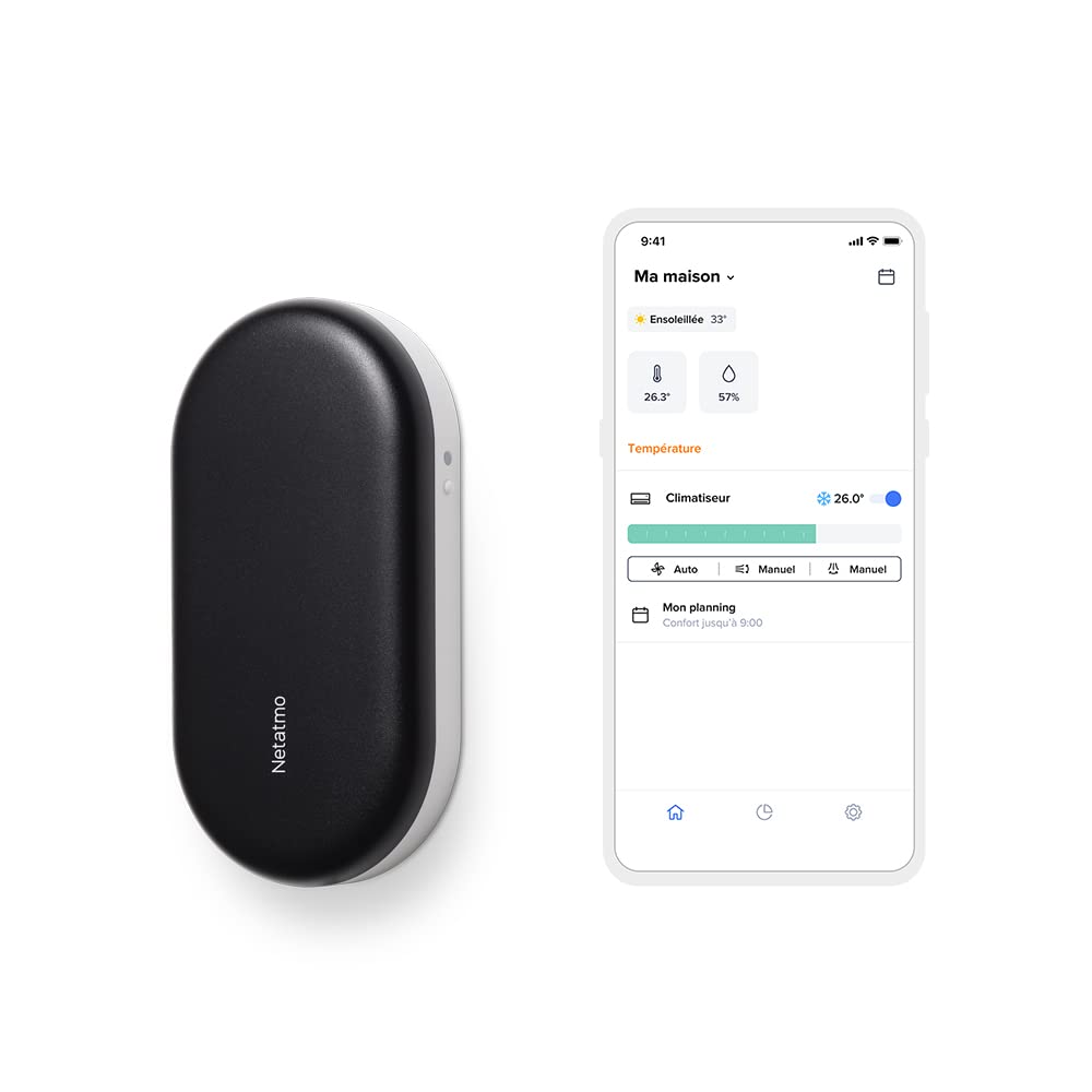  Netatmo Commande Intelligente De Climatiseur, Climatisation Connectée, Canicule, Compatible Tous Les Clims Et Pompe à Chaleur, WI-FI, Economie D'énergie, Alexa, Google Assistant, Siri, NAC-FR