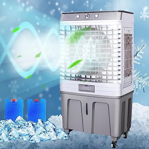 GENERIC Refroidisseur D'air Mobile Industriel, Ventilateur D'évaporation Portable 3 En 1 Avec Réservoir De Glace, Oscillation Grand Angle Pour Les Grandes Pièces, Bureaux Et Ateliers, Réservoir D'eau De Grand