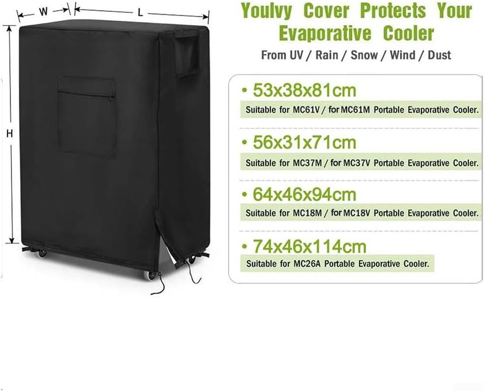  Housse De Refroidisseur Imperméable En Tissu Oxford 210D Par évaporation Avec Protection UV Et Poussière, Cordon De Serrage Sécurisé Et Poignées Latérales, Pour Unités Portables Hessaire MC18M Pour