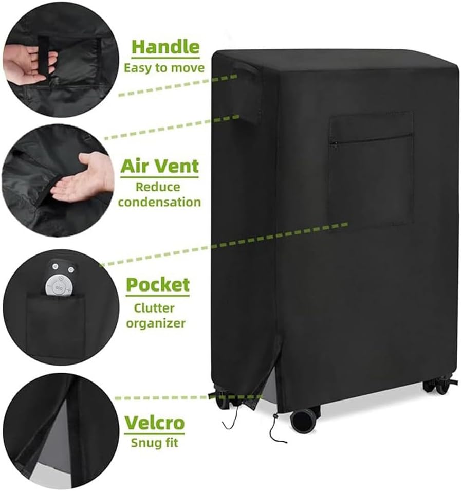  FACAIIO Housse De Refroidisseur D'air étanche 600D Par évaporation, Sangle Réglable, Aérations Latérales, Installation Facile, Utilisation En Extérieur