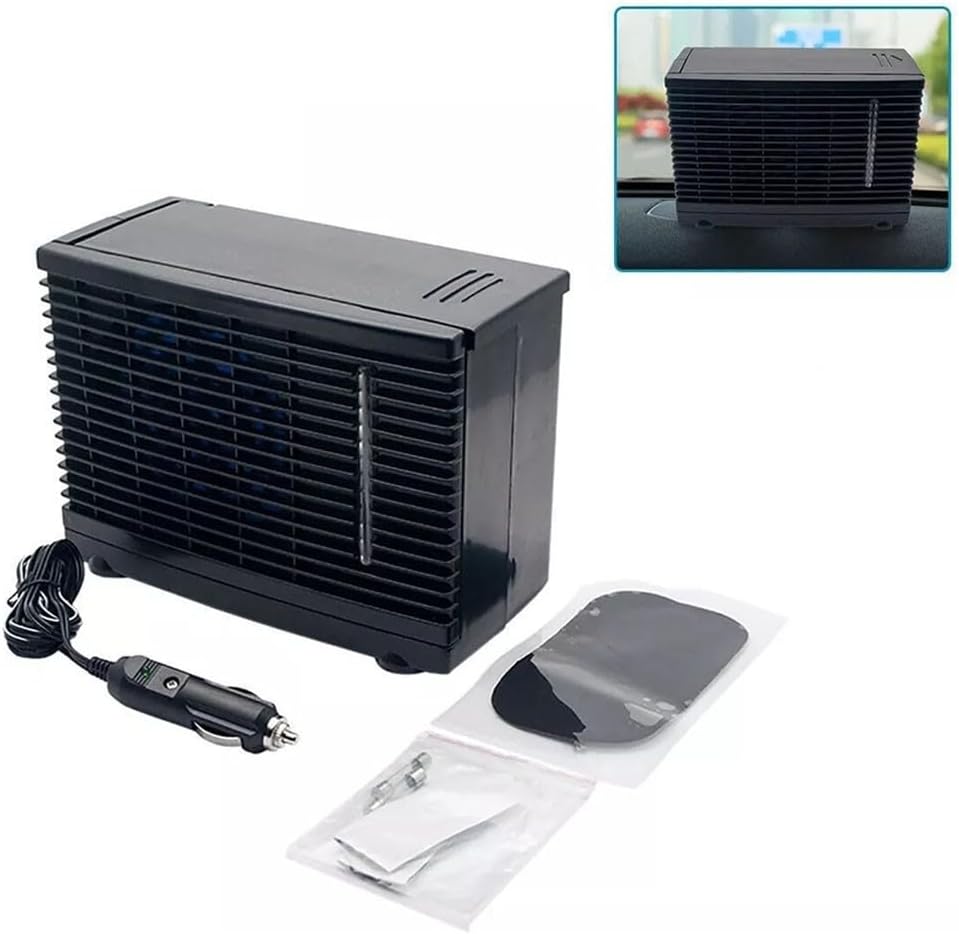  Ventilateur De Refroidissement Portable Pour Voiture, Conditionneur D'air évaporatif Réglable Avec Réservoir D'eau Glacée, Faible Bruit De 3 à 5 Heures, Pour Véhicule, Camion, Camping-car, Noir