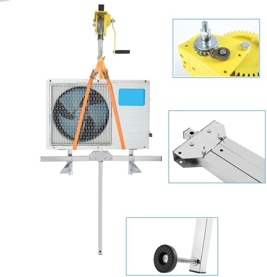  Outil D'installation De Climatiseur En Acier Inoxydable, Treuil Manuel Pliable Avec Corde De 20 M, Dispositif De Levage Autobloquant Pour Assemblage De Climatiseur Extéri