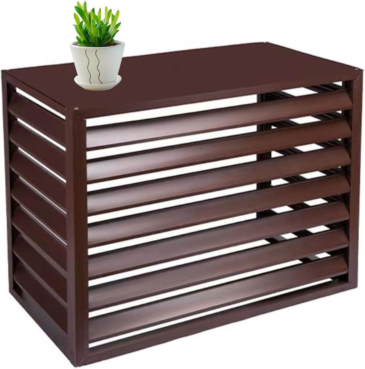 GENERIC Housse De Protection Pour Climatiseurs Et Pompes à Chaleur En Alliage D'aluminium - Solution De Rangement D'extérieur - Marron - 110 X 60 X 80 Cm