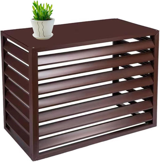 GENERIC Housse De Protection Pour Climatiseurs Et Pompes à Chaleur En Alliage D'aluminium - Solution De Rangement D'extérieur - Marron - 110 X 60 X 80 Cm