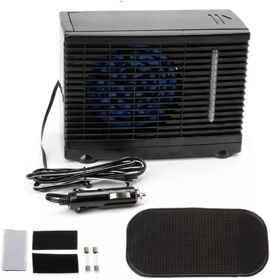  Ventilateur De Refroidissement Portable Pour Voiture, Conditionneur D'air évaporatif Réglable Avec Réservoir D'eau Glacée, Faible Bruit De 3 à 5 Heures, Pour Véhicule, Camion, Camping-car, Noir