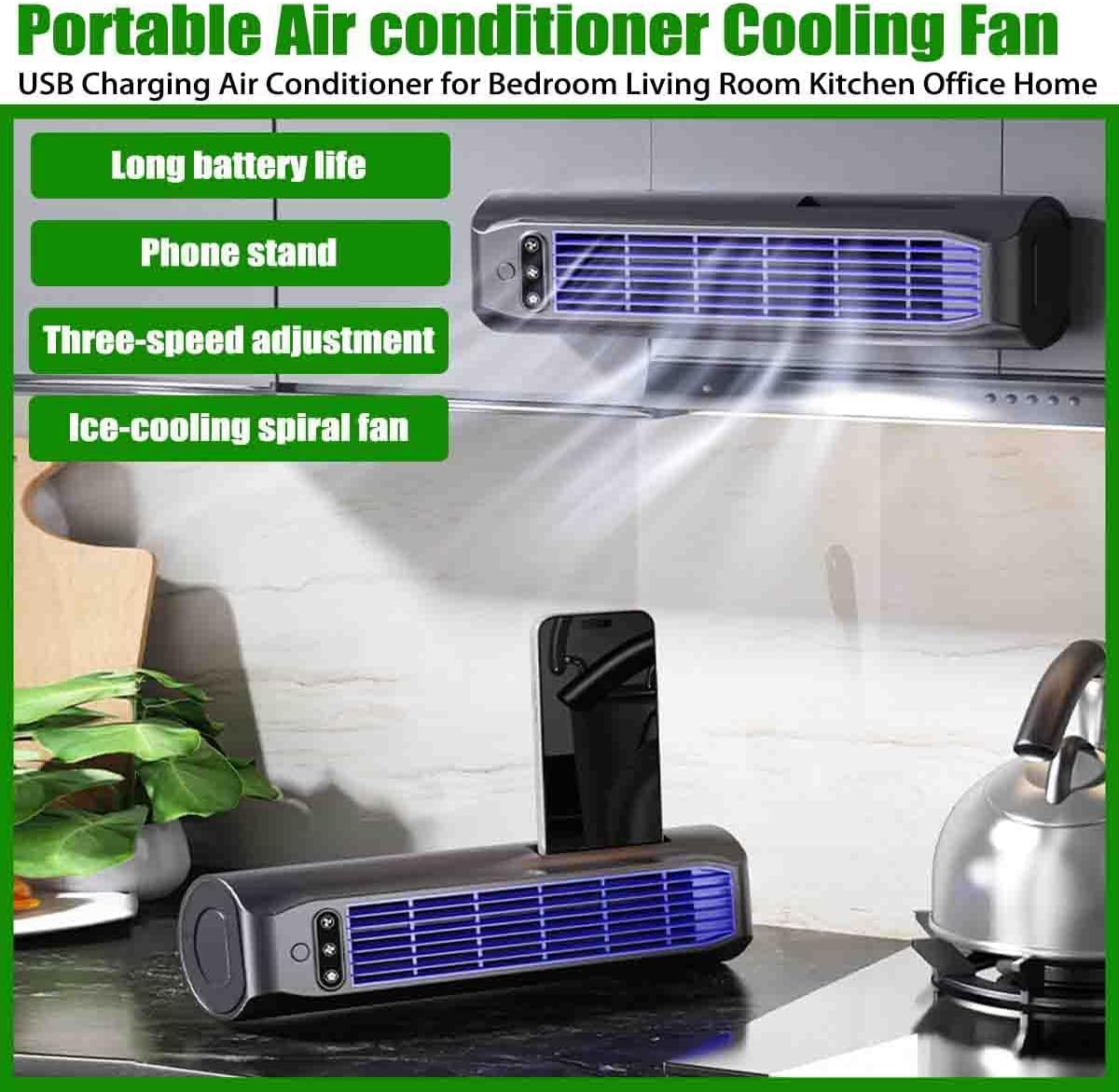  Cooling Aces Portable Air Conditioner Fan,Bladeless Cooling Fan,Summer Fast Coolings Personal Air Cooler With 3 Adjustable Speeds,LED Display,USB Charging Tower Fans For Bedroom,Office,Home，white