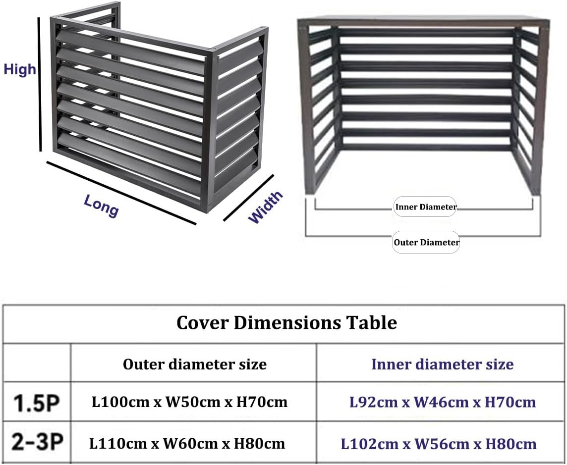 GENERIC Housse De Protection Pour Climatiseurs Et Pompes à Chaleur En Alliage D'aluminium - Solution De Rangement D'extérieur - Marron - 110 X 60 X 80 Cm