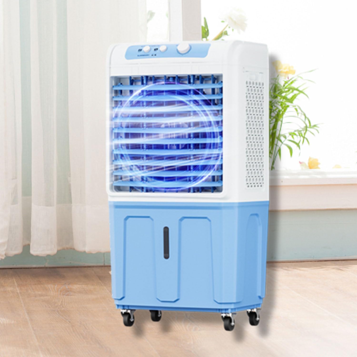 GENERIC Refroidisseur D'évaporation Sans Fenêtre, 40L Tank & Ice Packs, 120 Swing, Ventilateur à Courant Alternatif Portable Pour Chambre à Coucher, Bureau, Patio, Refroidissement Silencieux, Pas De Tuyau Néc