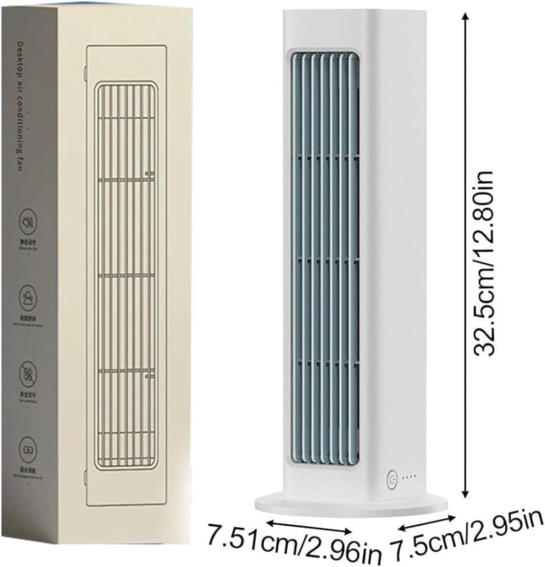  Breezamax, Breeze Max Air Cooler, Qinux Brizaac Climatiseur Mobile, Sherum Rafraichisseur D'air, Mini Climatiseur Portable, Silencieux Et 3 Vitesses, Avec Télécommande, Pour La Maison, Bureau (Blanc)