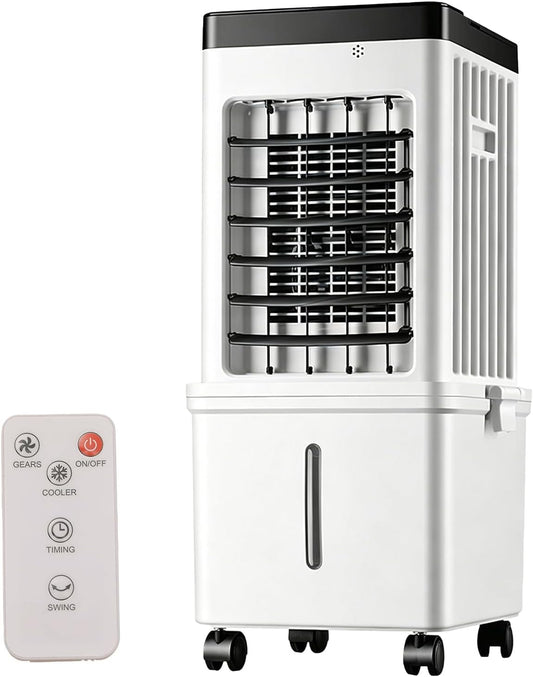  Climatiseur Mobile Sans Évacuation 15L, 3-en-1 Rafraîchisseur D'Air Évaporatif Silencieux Avec Télécommande, Ventilateur Brumisateur & Humidificateur, 3 Modes, Oscillation 120°, Pour Maison Bureau