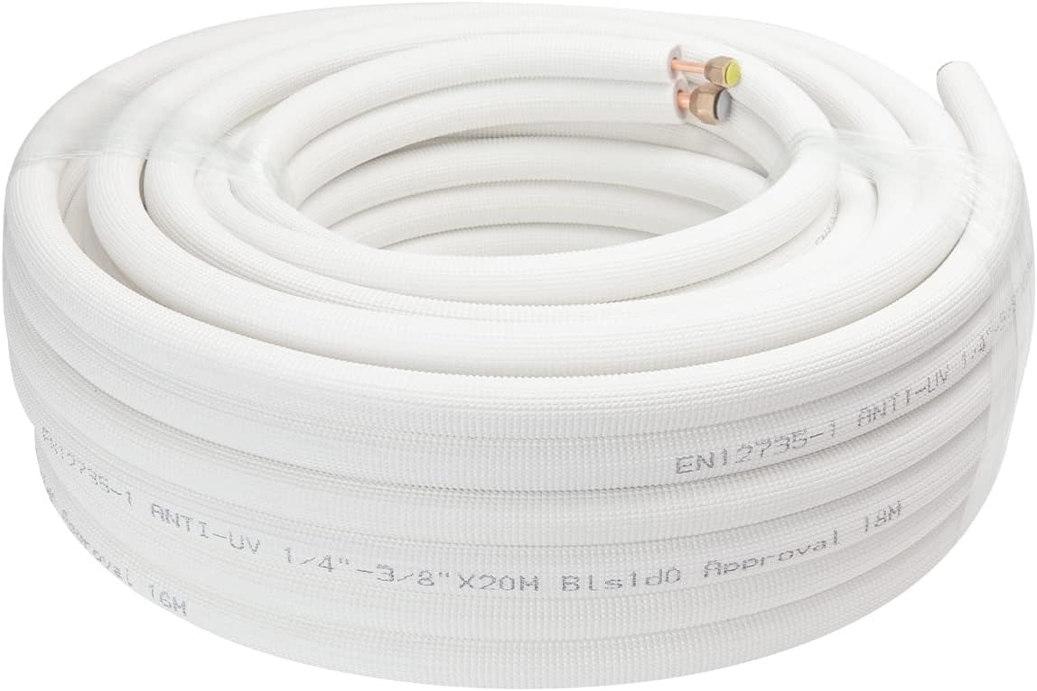  Tuyau De Cuivre Tube En Cuivre Pour Climatiseur 1/4 & 3/8 Pièce De Climatisation Split 20M Avec Un Bobine Isolante HVAC