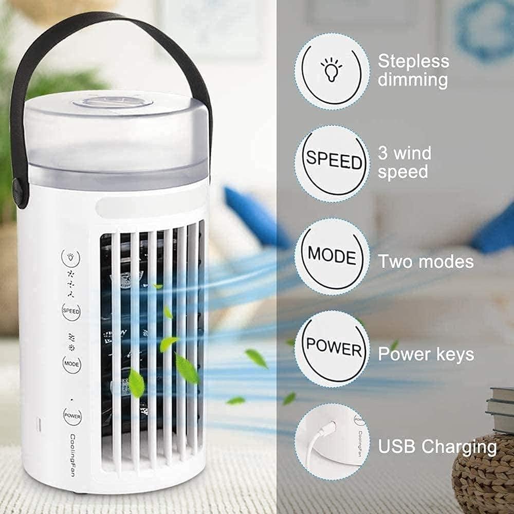 GENERIC Refroidisseur D'air Par évaporation Portable, Mini Climatiseur Personnel, Humidificateur Avec USB, Ventilateur De Refroidissement De Bureau à 3 Vitesses Pour La Maison Et Le Bureau