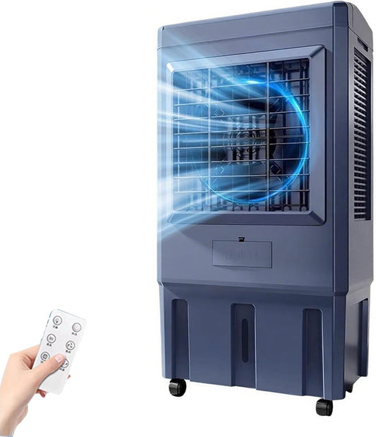 GENERIC Glacière De Marais 6500 CFM, Refroidisseur D'air Par évaporation Avec Réservoir De 70/80 L, 4 Blocs De Glace, Oscillation De 110°, 3 Vitesses Pour Garage, Usage Commercial, Industriel