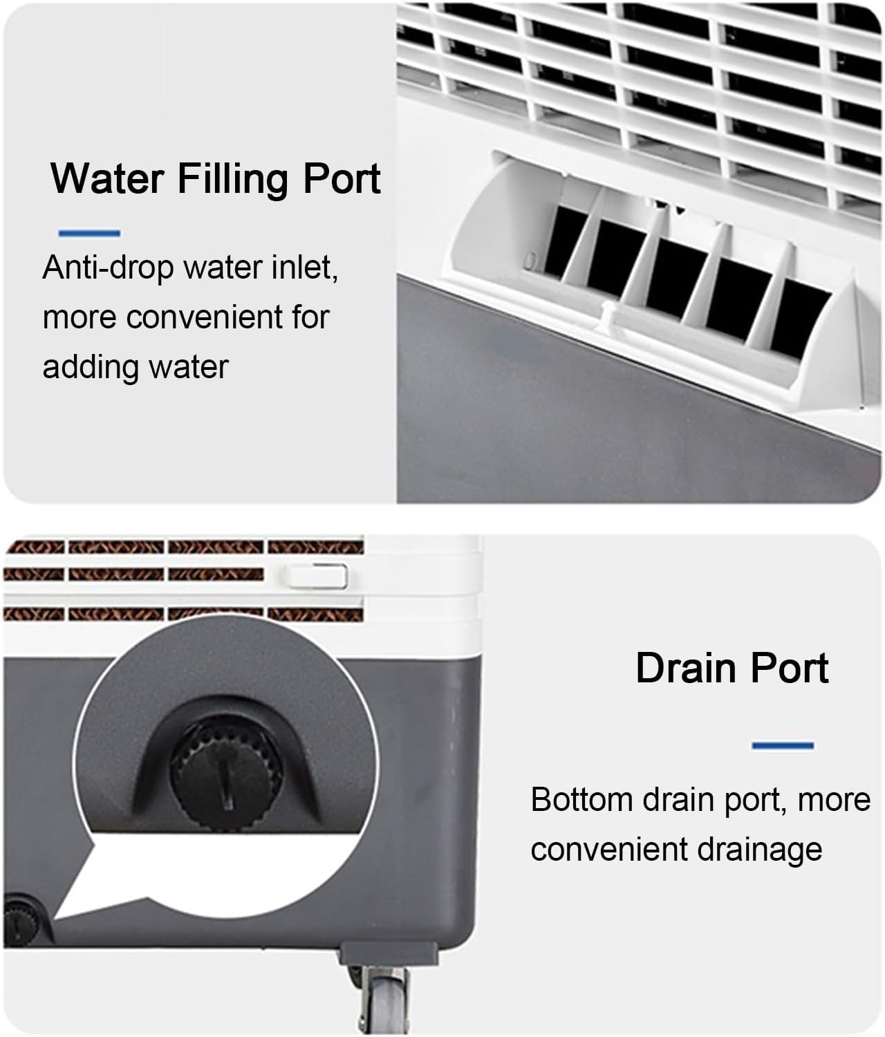  Climatiseur Swamp Cooler, Refroidisseur D'air Par évaporation Avec 4 Compartiments à Glace, Oscillation à 120°, Ventilateur Portable à 3 Vitesses Pour Chambre à Coucher, Bureau