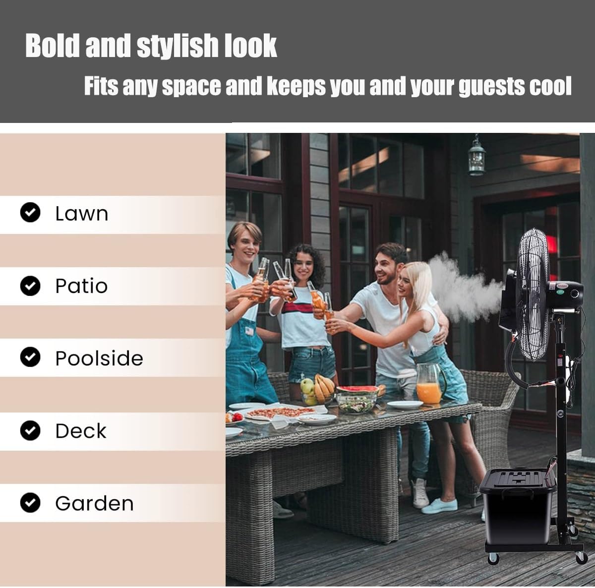 GENERIC Grand Refroidisseur D'air Par évaporation Avec Réservoir De 42 L, Ventilateur De Brume Réglable à 3 Vitesses Pour Terrasse, Jardin Et Atelier, Refroidissement Puissant