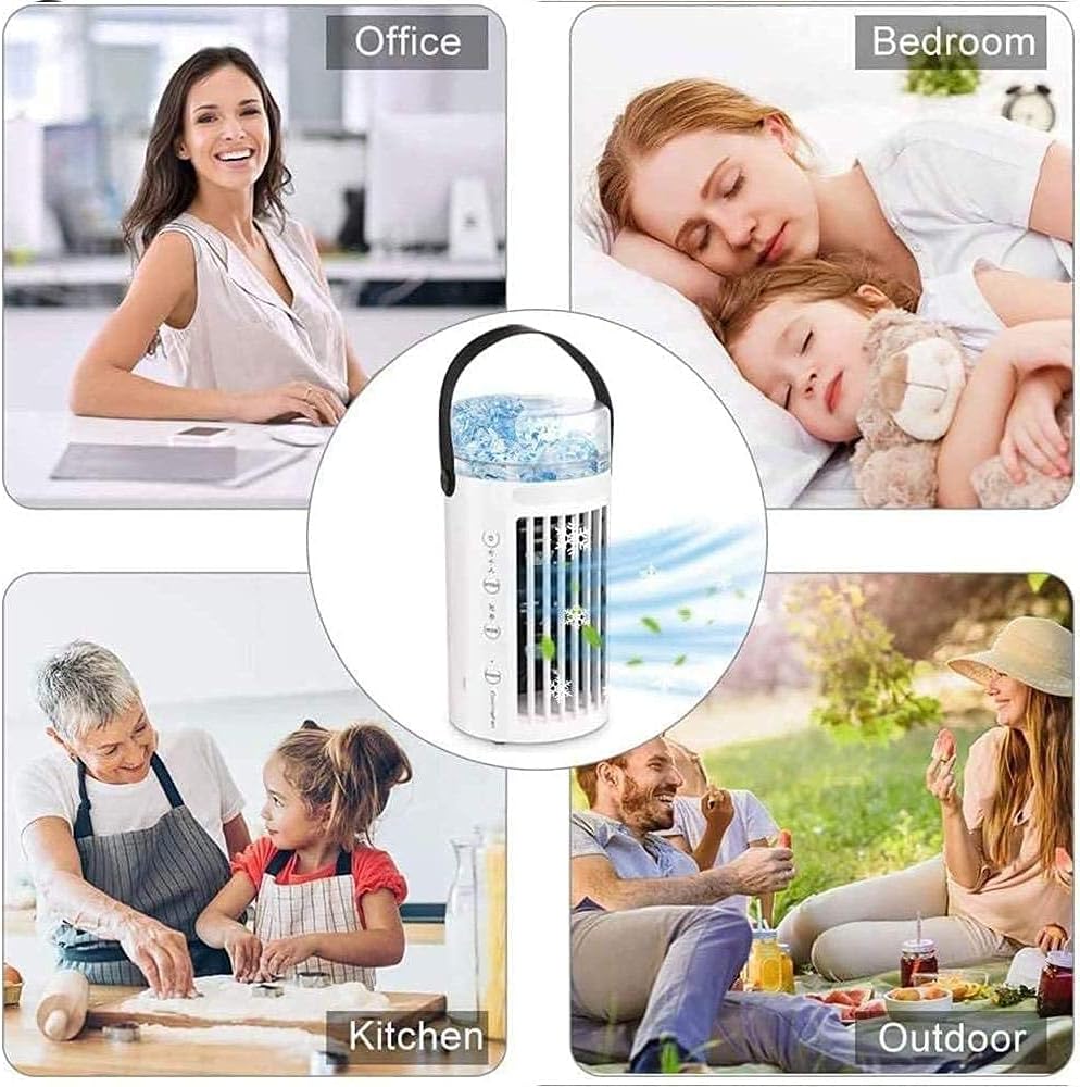 GENERIC Refroidisseur D'air Par évaporation Portable, Mini Climatiseur Personnel, Humidificateur Avec USB, Ventilateur De Refroidissement De Bureau à 3 Vitesses Pour La Maison Et Le Bureau