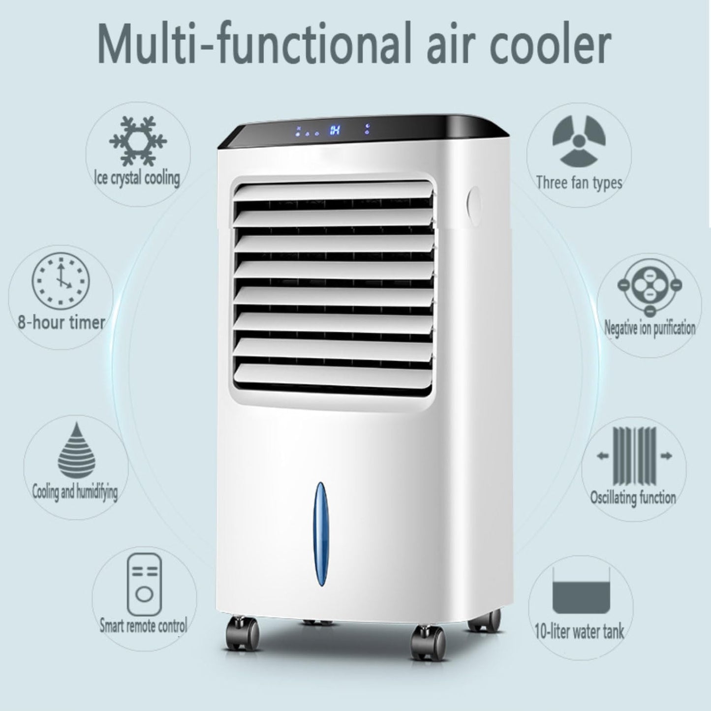 GENERIC Refroidisseur D'air évaporatif Portable Avec 3 Modes Et 3 Vitesses, Réservoir De 10 L, Minuterie De 8 H, Ventilateur De Refroidissement Pour La Maison, La Chambre Ou Le Bureau