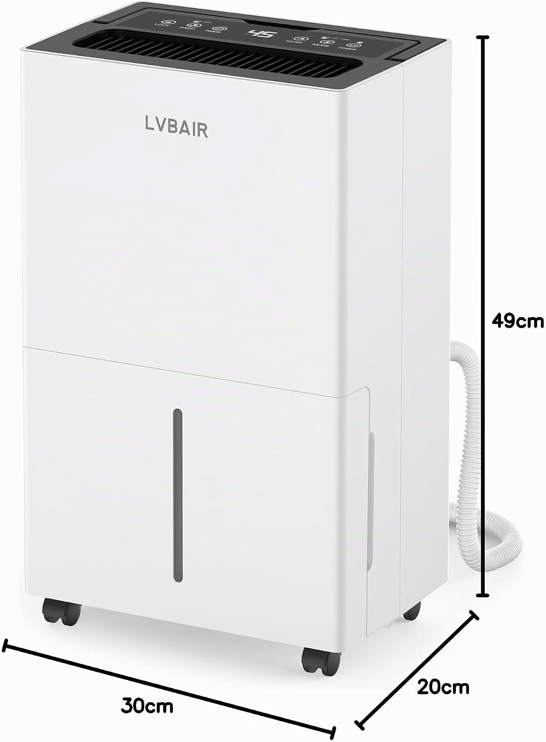  Déshumidificateur 20L/jour - Déshumidificateur électrique Puissant, économe En énergie, Portable, 3 Modes Et Contrôle Intelligent De L'humidité, Déshumidificateur électrique