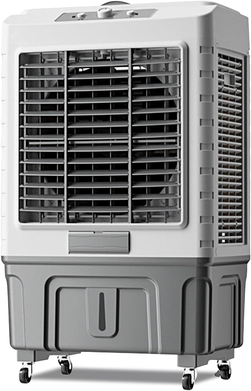  Refroidisseur D'air Par évaporation Avec Réservoir D'eau De 55 L, Air Conditioner Oscillation à 120°, 3 Vitesses, Pour Chambre, Terrasse, Garage