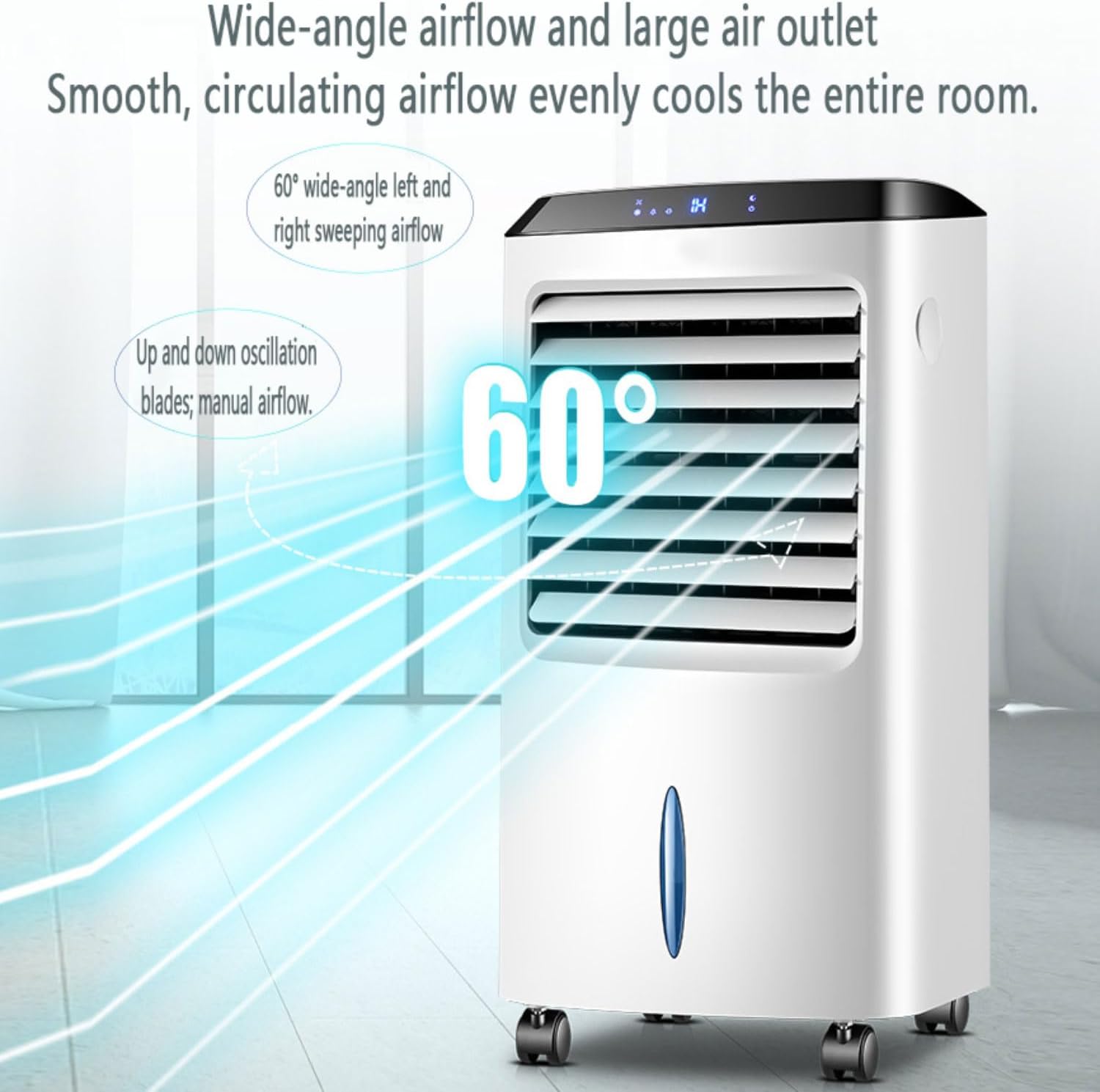 GENERIC Refroidisseur D'air évaporatif Portable Avec 3 Modes Et 3 Vitesses, Réservoir De 10 L, Minuterie De 8 H, Ventilateur De Refroidissement Pour La Maison, La Chambre Ou Le Bureau