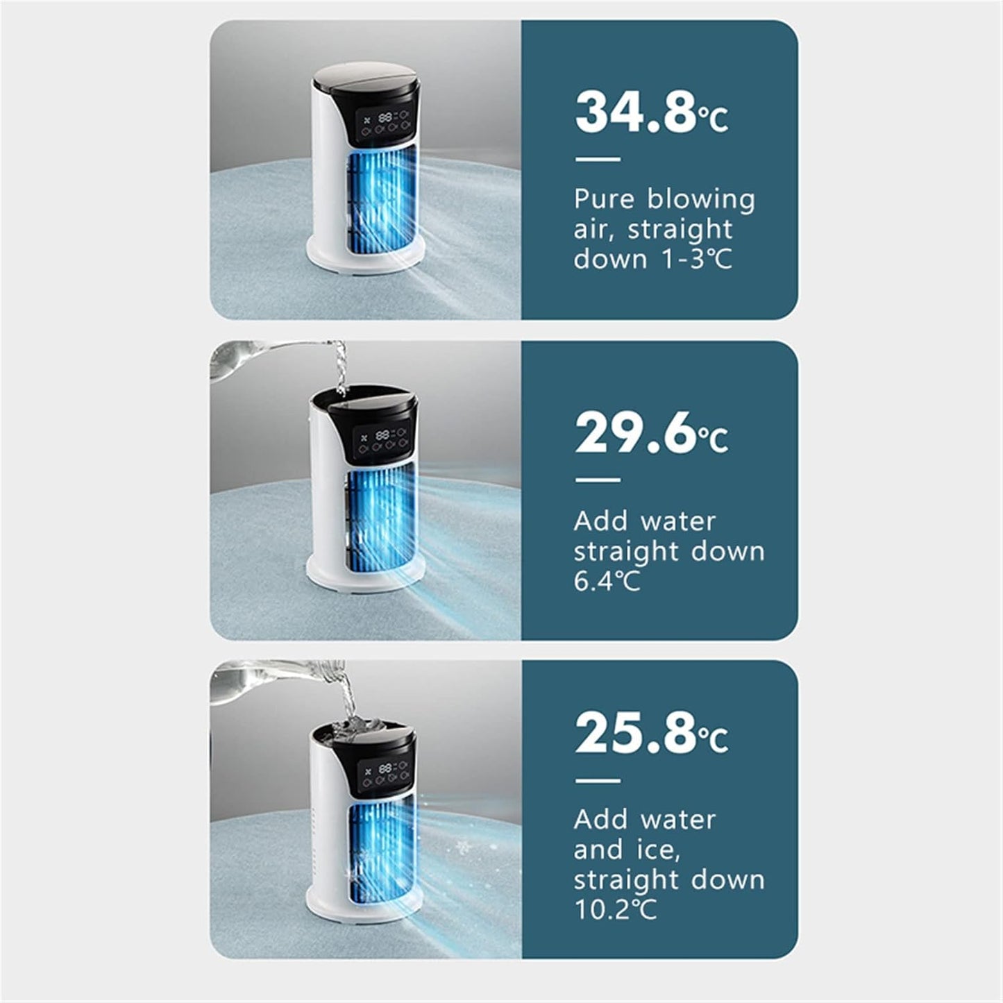 GENERIC Ventilateur De Refroidissement Portable Par évaporation, Ventilateur De Bureau USB Avec Vitesses Réglables Et Fonction Brume D'eau, Refroidisseur Personnel Sans Pales Pour Bureau, Chambre, Salle De