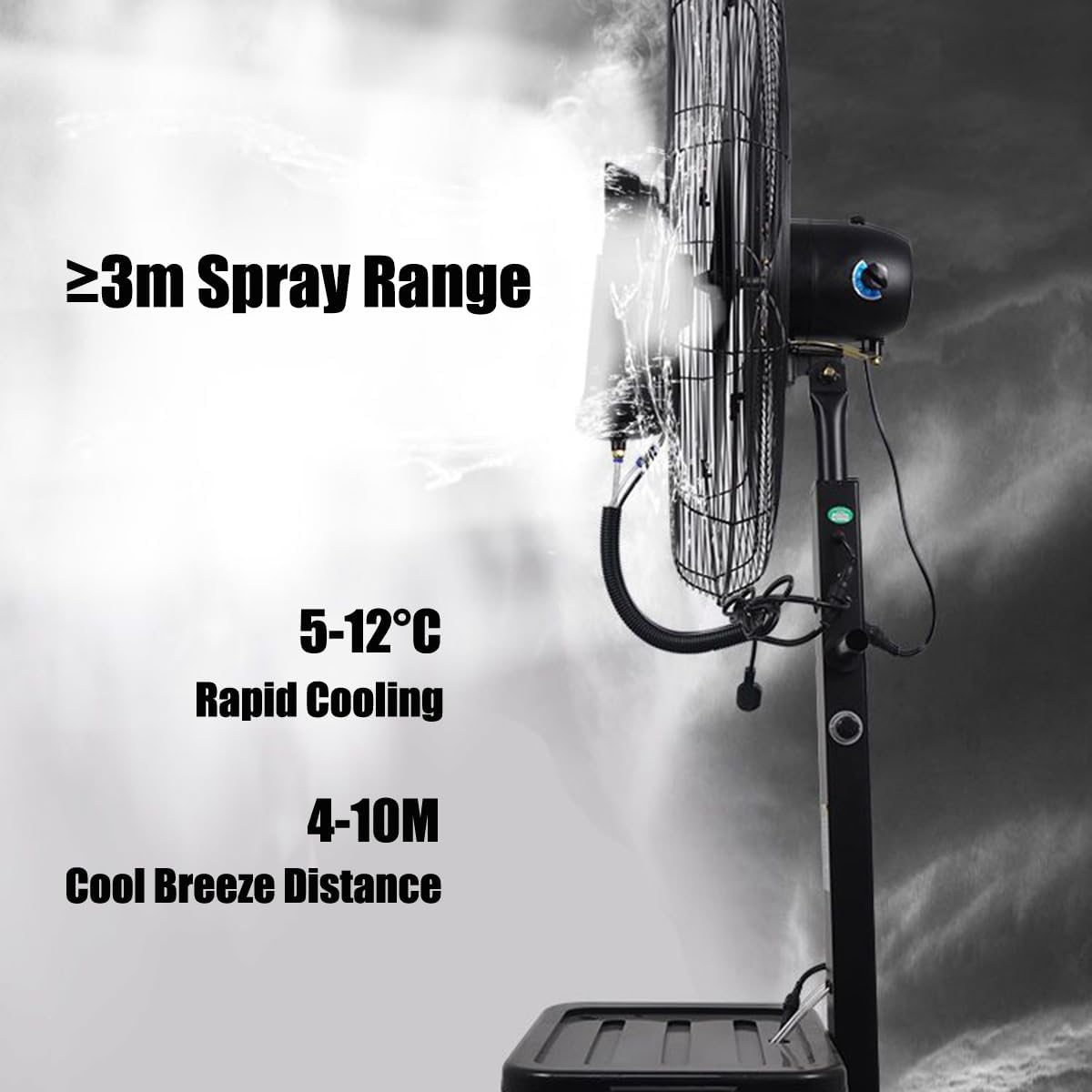 GENERIC Grand Refroidisseur D'air Par évaporation Avec Réservoir De 42 L, Ventilateur De Brume Réglable à 3 Vitesses Pour Terrasse, Jardin Et Atelier, Refroidissement Puissant