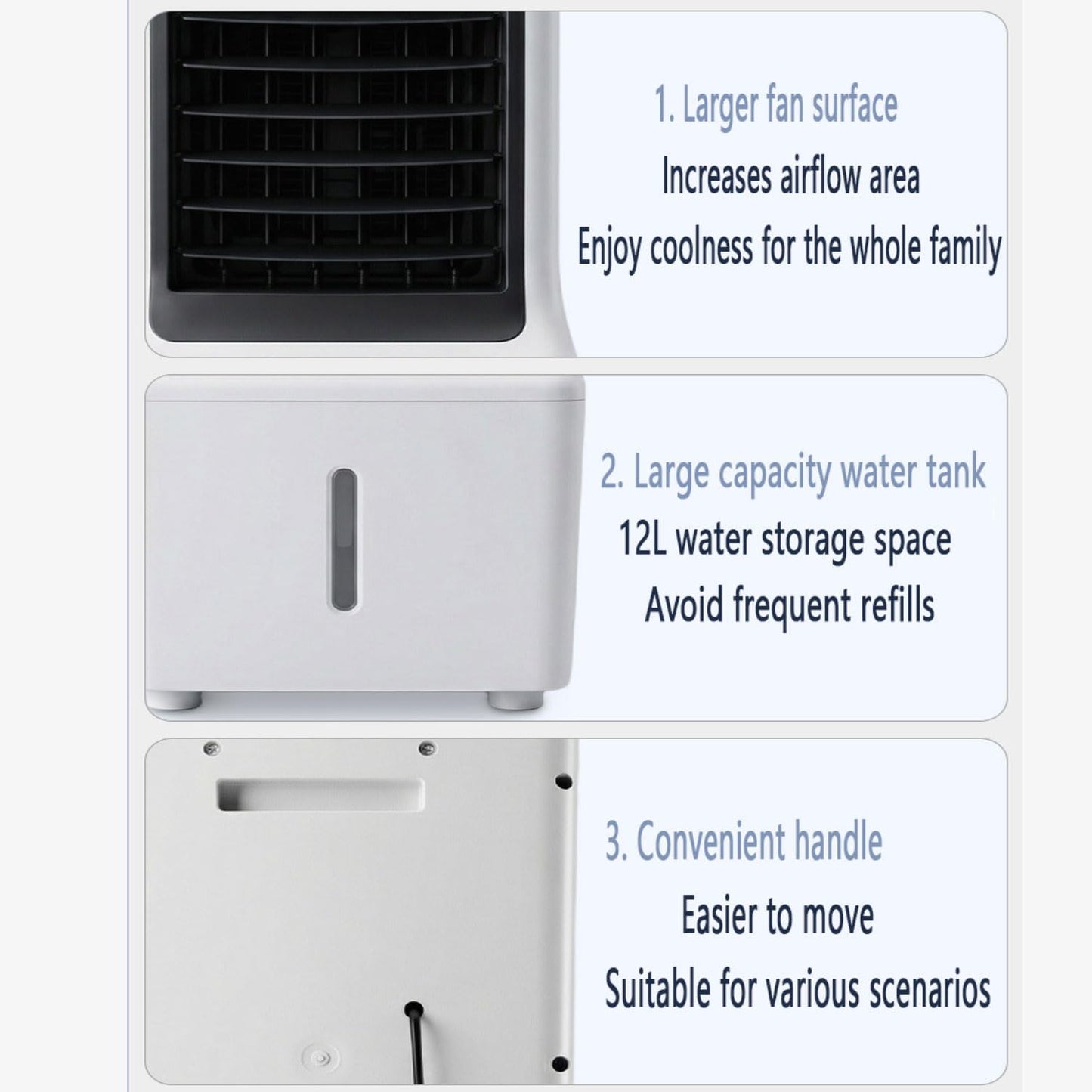 GENERIC Sans Fenêtre, Refroidisseur D'air Portable Avec 60°oscillation, Climatiseur Airless, Tubeless, Refroidisseur à évaporation Silencieux Avec Oscillation, Ventilateur De Boîte Froide Pour Chambre à Couch