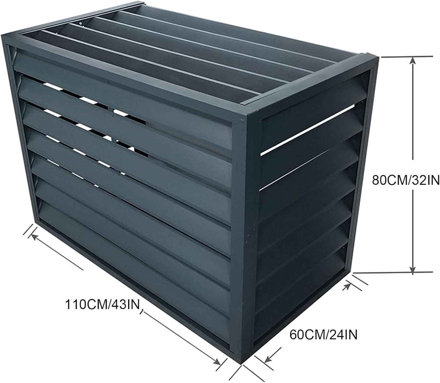 GENERIC Housse De Protection En Aluminium Pour Climatiseur Extérieur - Gris - Clôture Pour Intérieur Et Extérieur - Résistante Aux Intempéries