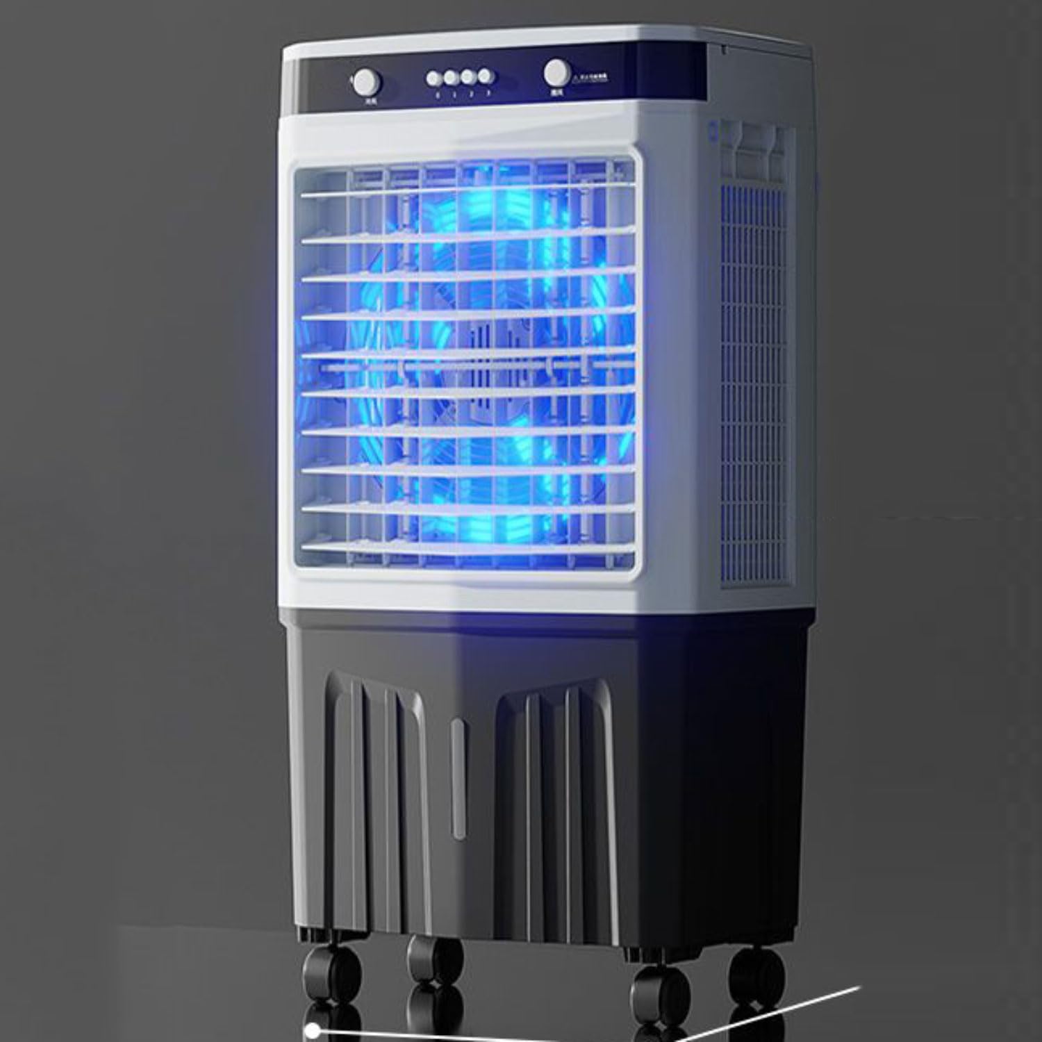 GENERIC Refroidisseur D'air Par évaporation Avec Réservoir D'eau De 55 L, Refroidissement 24 H, Oscillation à 60°, AC Portable Avec 4 Glacières, Pas Besoin De Tuyau, Idéal Pour Une Utilisation Dans La Chambre