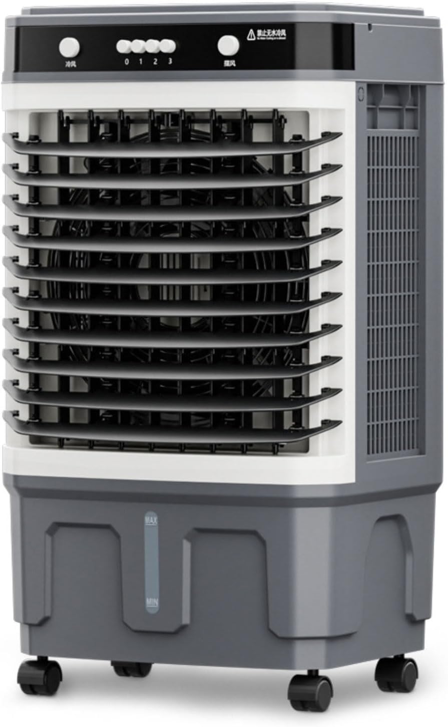 GENERIC Refroidisseur D'air évaporatif Portable Pour Grandes Pièces, Garages Et Terrasses, Refroidisseur De Type Marais Avec 3 Vitesses, Minuterie 12 H, Grand Réservoir, Oscillation à 120°, Sans Tuy