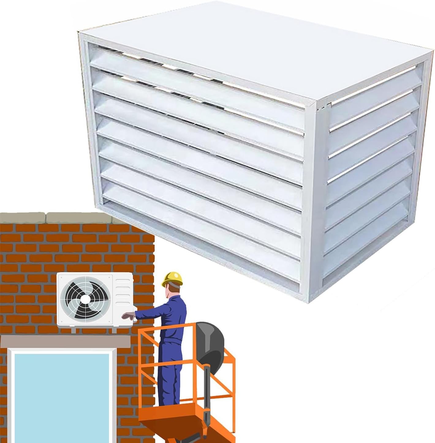 GENERIC Housse De Climatiseur En Aluminium Et Extérieur – Support Décoratif Pour Unités De Climatisation Et Pompes à Chaleur – Boîtier De Poubelle Autoportant – Protection Contre Les Intempéries Pour Les