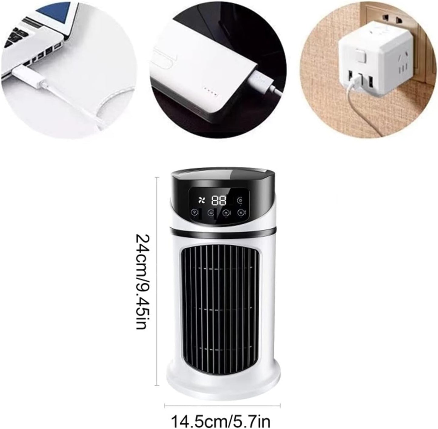  Mini Refroidisseur D'air Mobile Avec 3 Niveaux De Ventilateur, Ventilateur De Table Silencieux Avec Refroidissement Par évaporation, Inclinaison Réglable Et Réservoir D'eau De 2 L Pour Chambre à