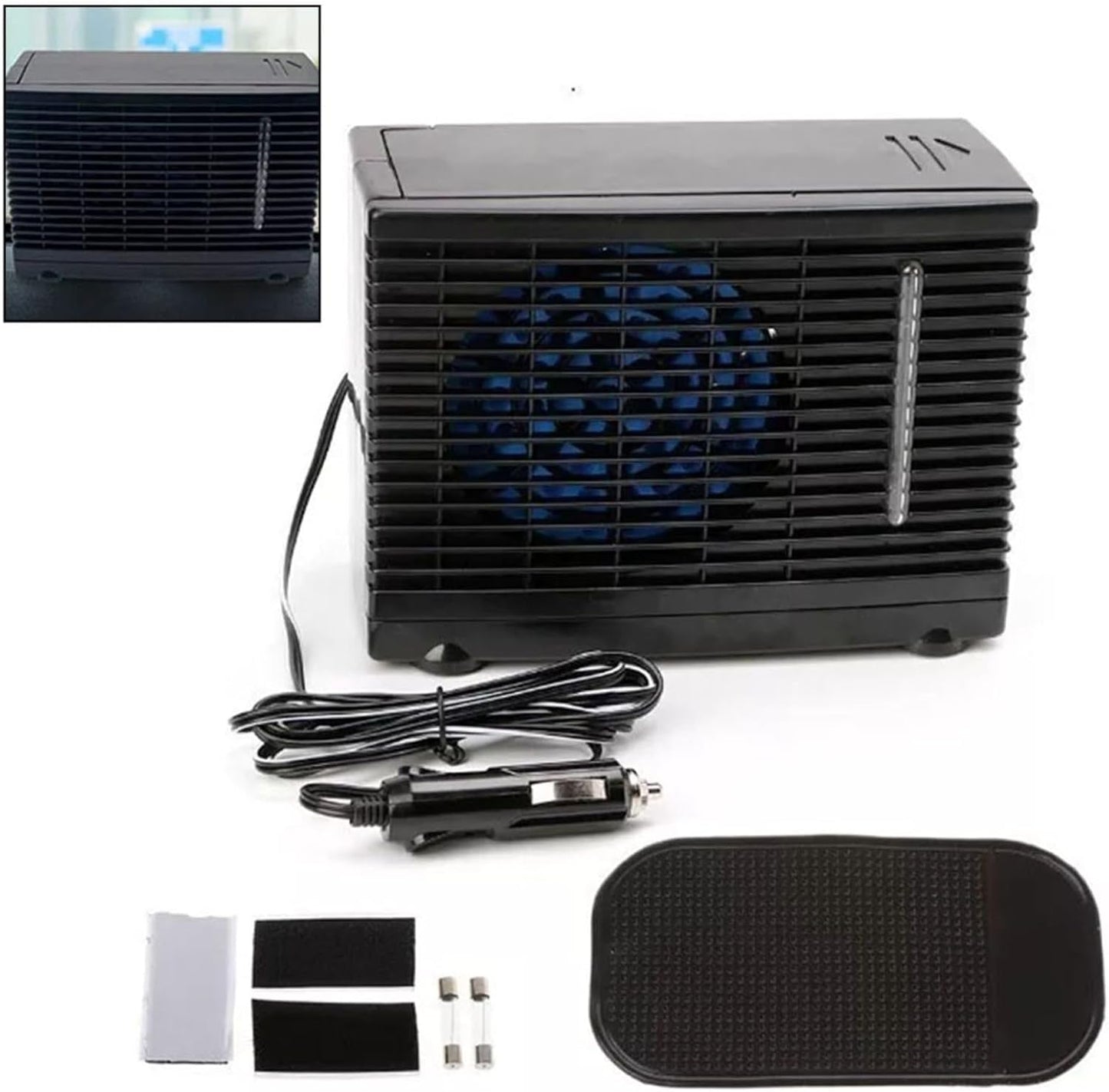  Ventilateur De Refroidissement Portable Pour Voiture, Refroidissement Par évaporation Réglable Pour Cabine De Véhicule, Ventilateur De Bureau à Faible Bruit Avec 3 à 5 Heures D'autonomie, Noir