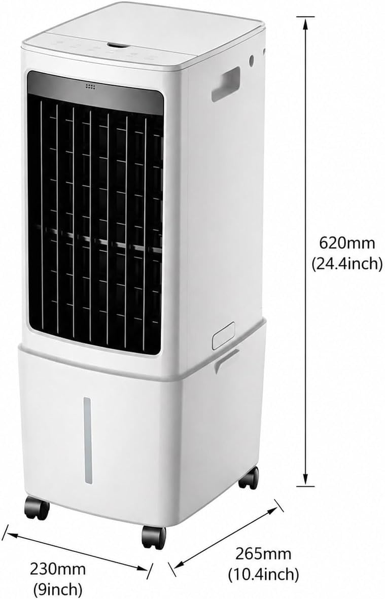  12L Portable Refroidisseur D'air évaporatif Ventilateur D'air Froid, Réservoir D'eau Détachable, Télécommande, Roulettes Roulantes Et Filtre à Poussière Lavable, Refroidisseur Mobile Pour Le Salon De