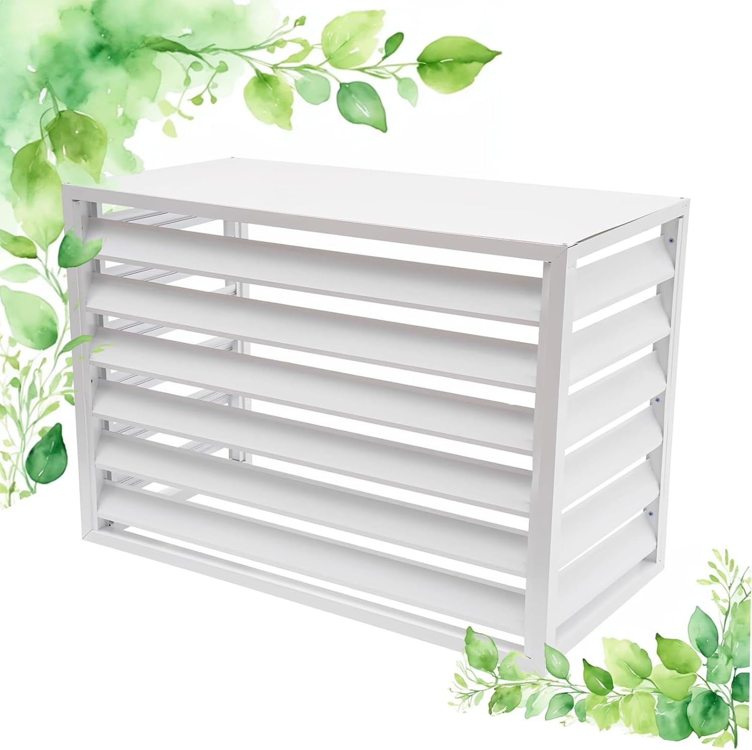 GENERIC Housse Pour Climatiseur Extérieur – Dessus Plat Blanc (L X L X H) – Protection En Aluminium Pour Pompe à Chaleur Et Condensateur – Écran Et Clôture Résistant Aux Intempéries Pour Unités Extérieures